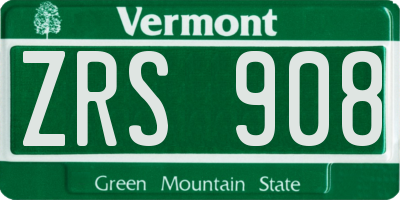 VT license plate ZRS908