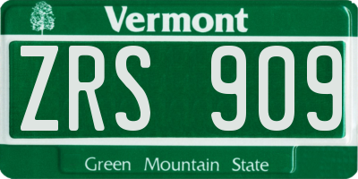 VT license plate ZRS909