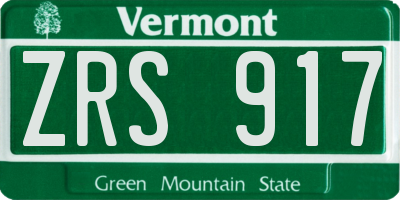VT license plate ZRS917