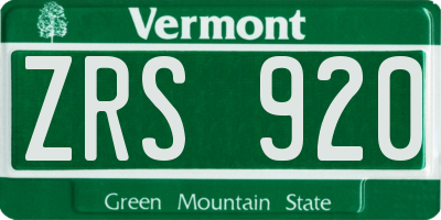 VT license plate ZRS920