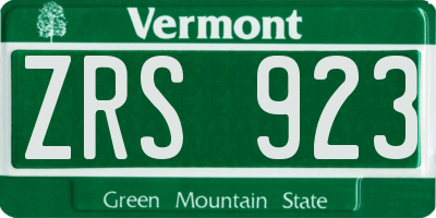 VT license plate ZRS923