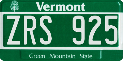 VT license plate ZRS925