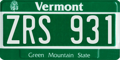 VT license plate ZRS931