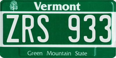 VT license plate ZRS933