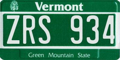 VT license plate ZRS934