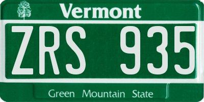 VT license plate ZRS935
