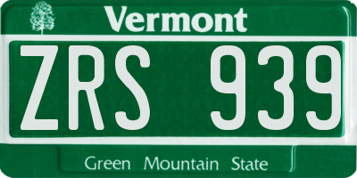 VT license plate ZRS939