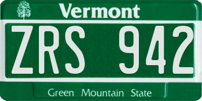 VT license plate ZRS942