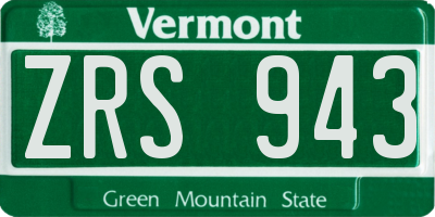 VT license plate ZRS943