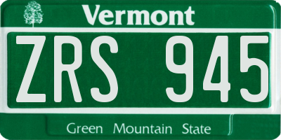 VT license plate ZRS945