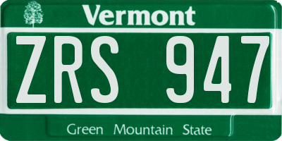 VT license plate ZRS947