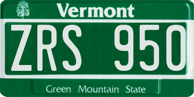 VT license plate ZRS950