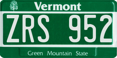 VT license plate ZRS952
