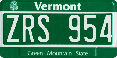 VT license plate ZRS954