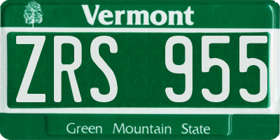 VT license plate ZRS955