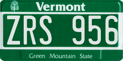 VT license plate ZRS956