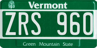 VT license plate ZRS960