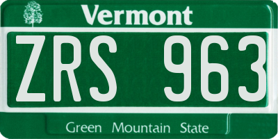 VT license plate ZRS963