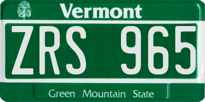VT license plate ZRS965