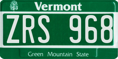 VT license plate ZRS968