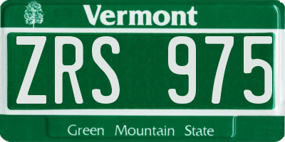 VT license plate ZRS975