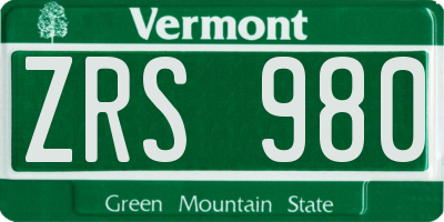 VT license plate ZRS980