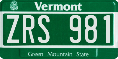 VT license plate ZRS981