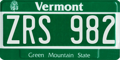VT license plate ZRS982