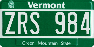 VT license plate ZRS984