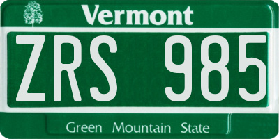 VT license plate ZRS985