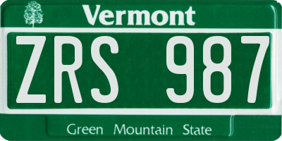 VT license plate ZRS987