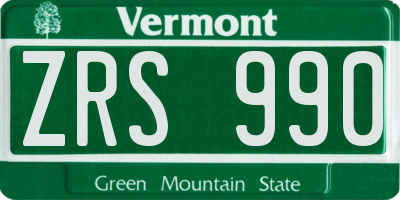 VT license plate ZRS990