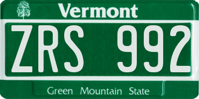 VT license plate ZRS992