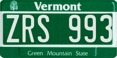 VT license plate ZRS993
