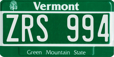 VT license plate ZRS994