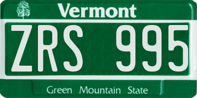 VT license plate ZRS995