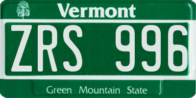 VT license plate ZRS996