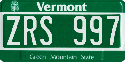 VT license plate ZRS997