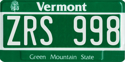 VT license plate ZRS998