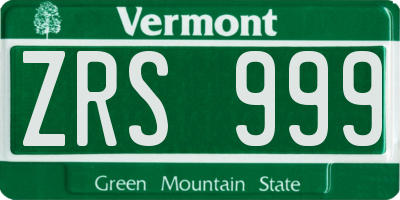 VT license plate ZRS999