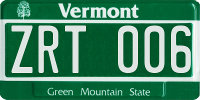 VT license plate ZRT006