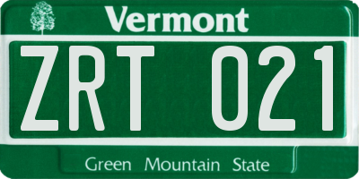 VT license plate ZRT021