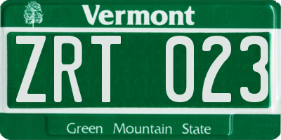 VT license plate ZRT023