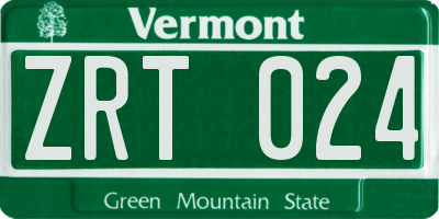 VT license plate ZRT024