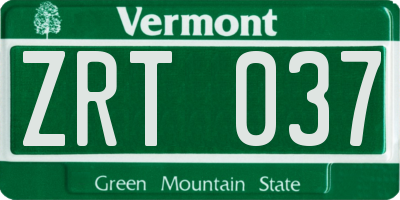 VT license plate ZRT037