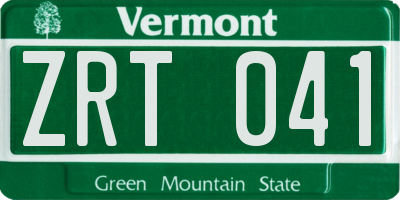 VT license plate ZRT041