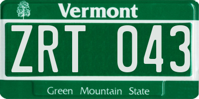 VT license plate ZRT043