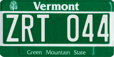 VT license plate ZRT044