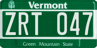VT license plate ZRT047