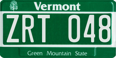 VT license plate ZRT048